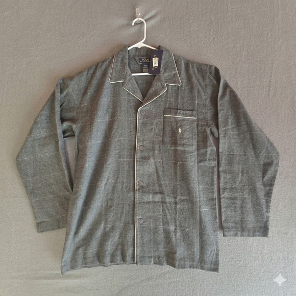 Polo Ralph Lauren Other - Polo Ralph Lauren Mens Grey Windowpane Flannel Pajama Shirt Sleep Top Size M New